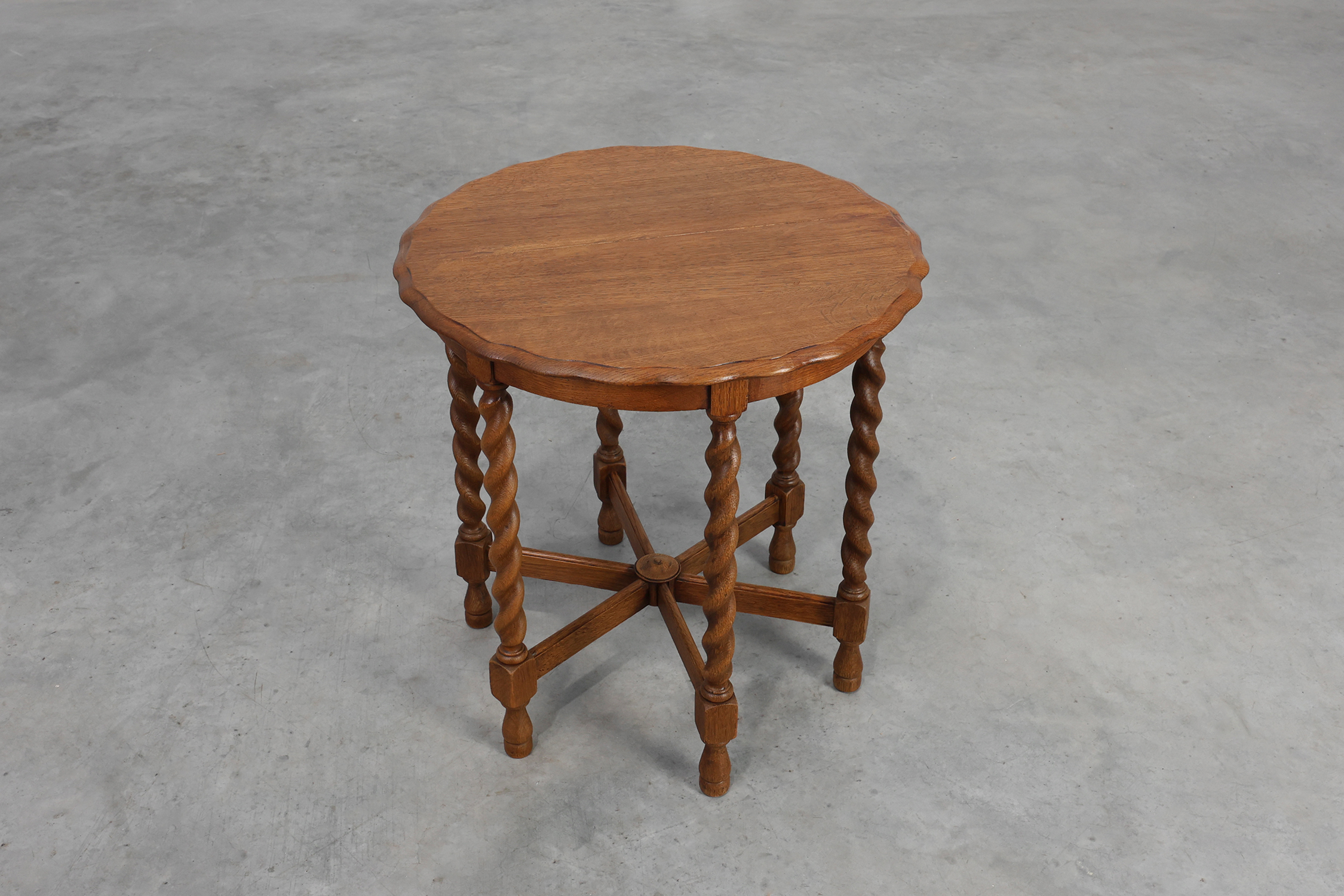 Solid Oak Carved Side Table with Barley-twist legs, France ca. 1890thumbnail
